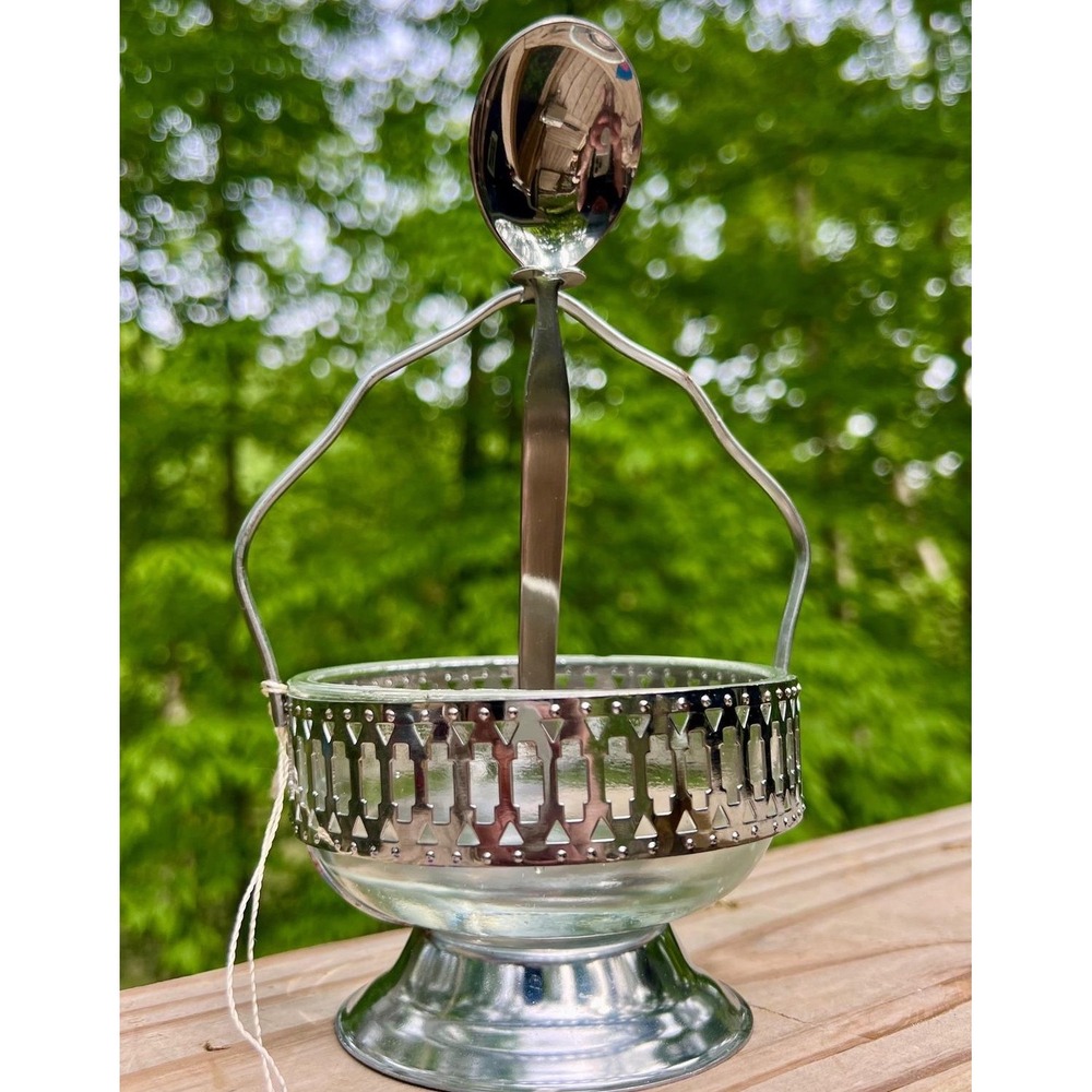 Vintage Towle Trillium Jam Server – Silver-Plated Condiment Dish & Spoon – NWT